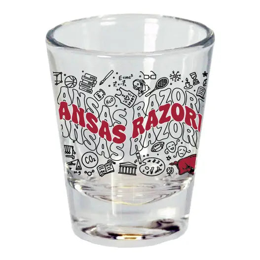 Arkansas Razorbacks Doodles Shot Glass