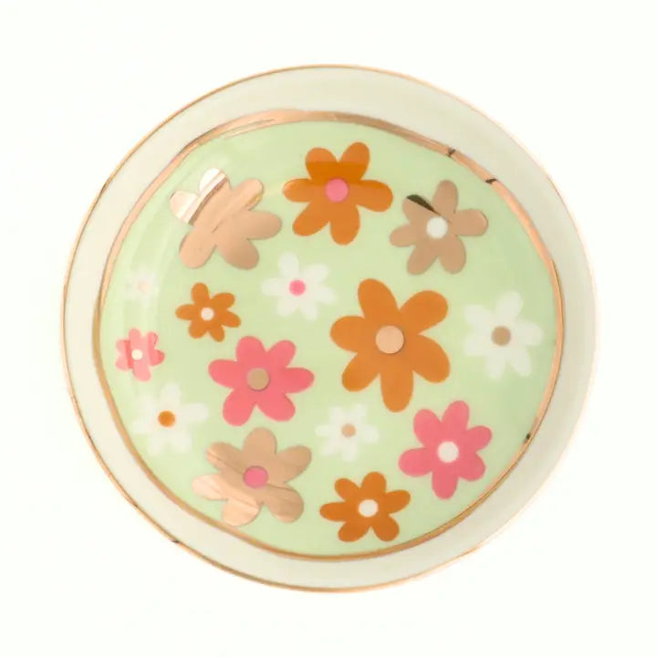 Flowers Round Trinket Tray