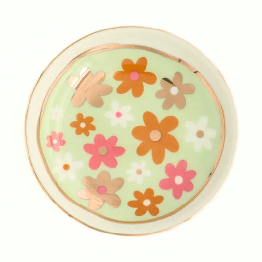 Flowers Round Trinket Tray