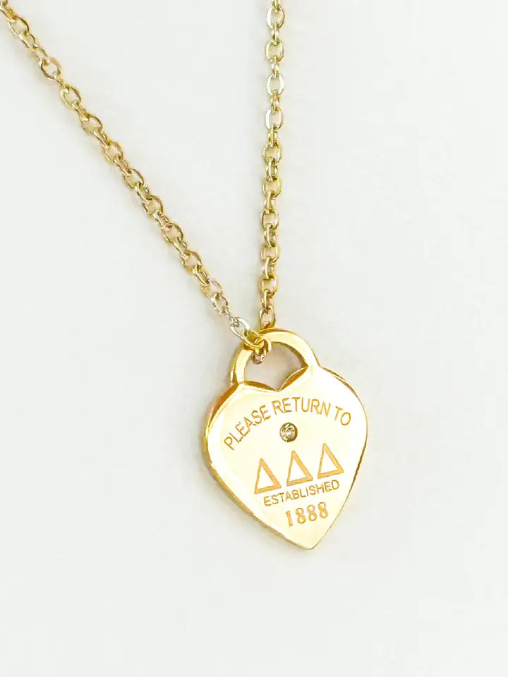 Greek Please Return Necklace