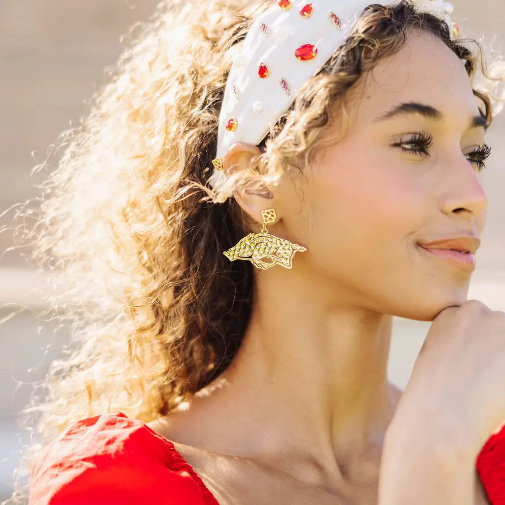 Gold Running Razorback Earrings