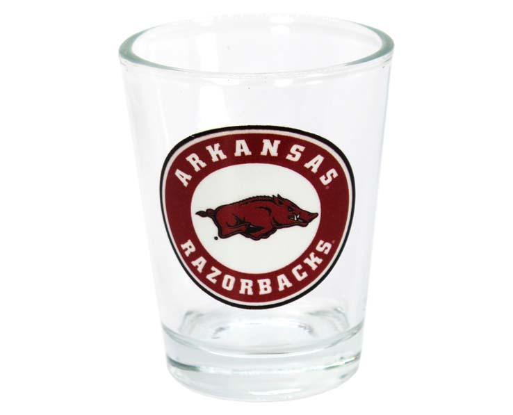 University Of Arkansas Shot Glass Bullseye