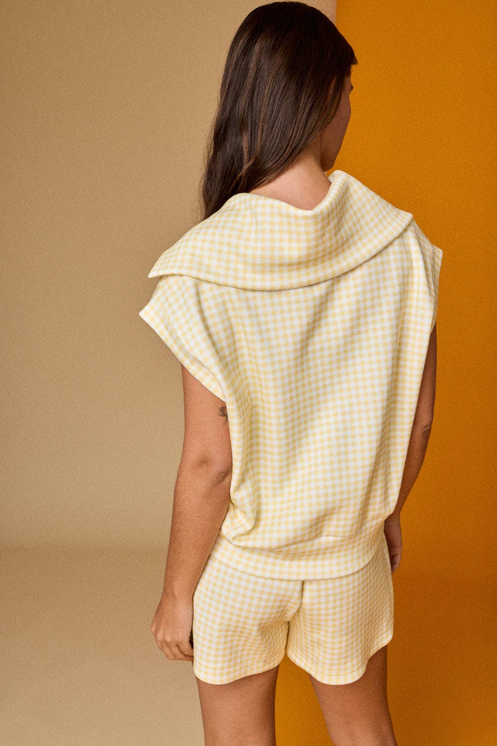 Gingham Zip Up Top & Short Set