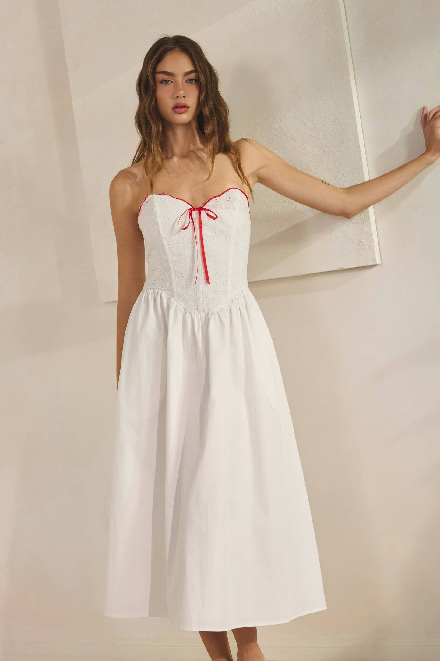 Heart Crochet Corset Midi Dress