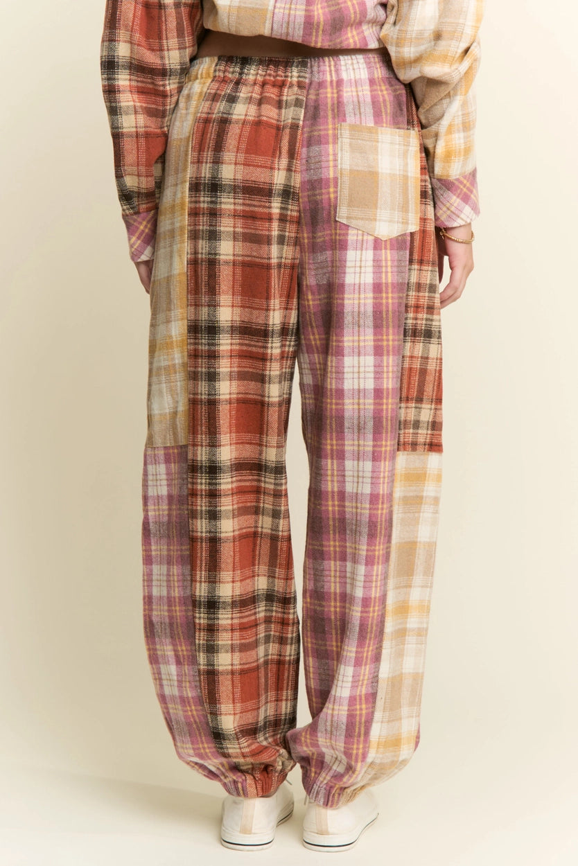 Multi Color Plaid Pattern Joggers