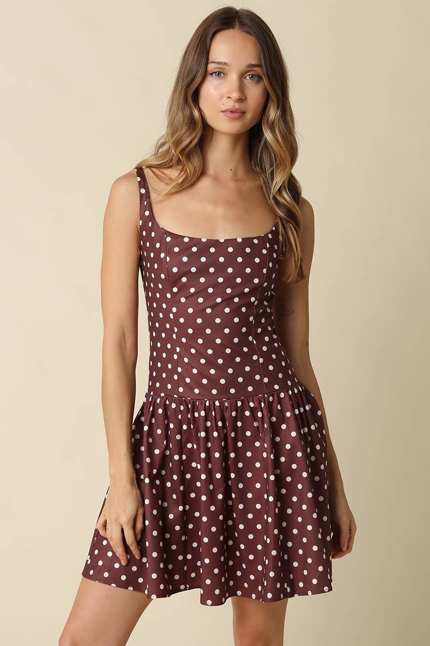 Cocoa Polka Dot Mini Dress