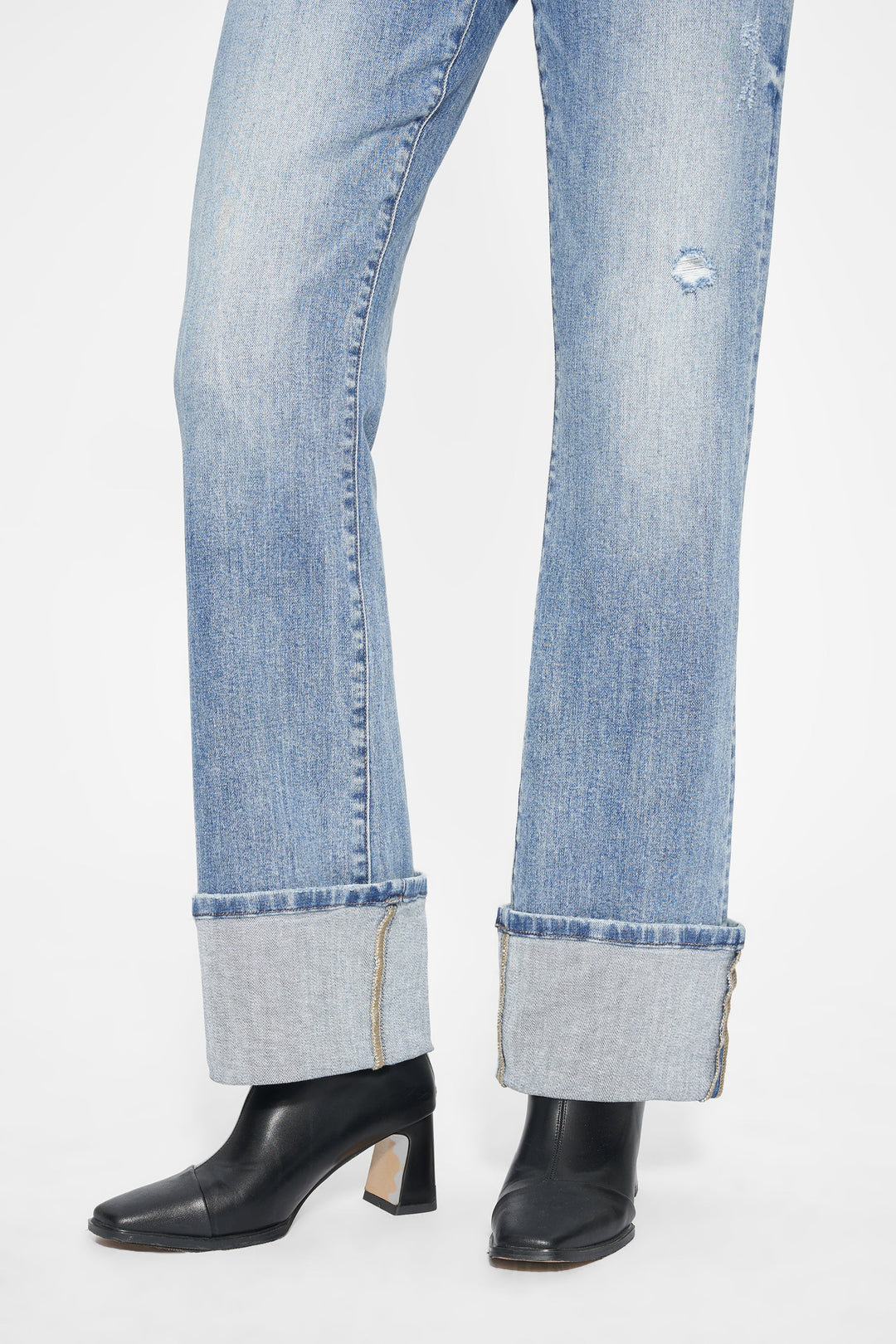 Flora Mid Rise Straight Cuffed Jean