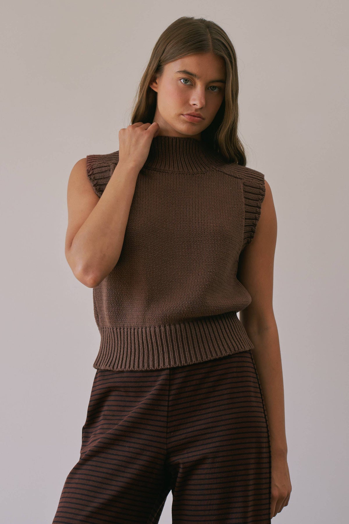 Lexi Ribbed Mock Neck Sweater Vest