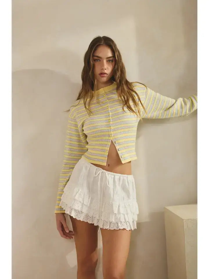 Josephine Striped Snap Button Down Cardigan