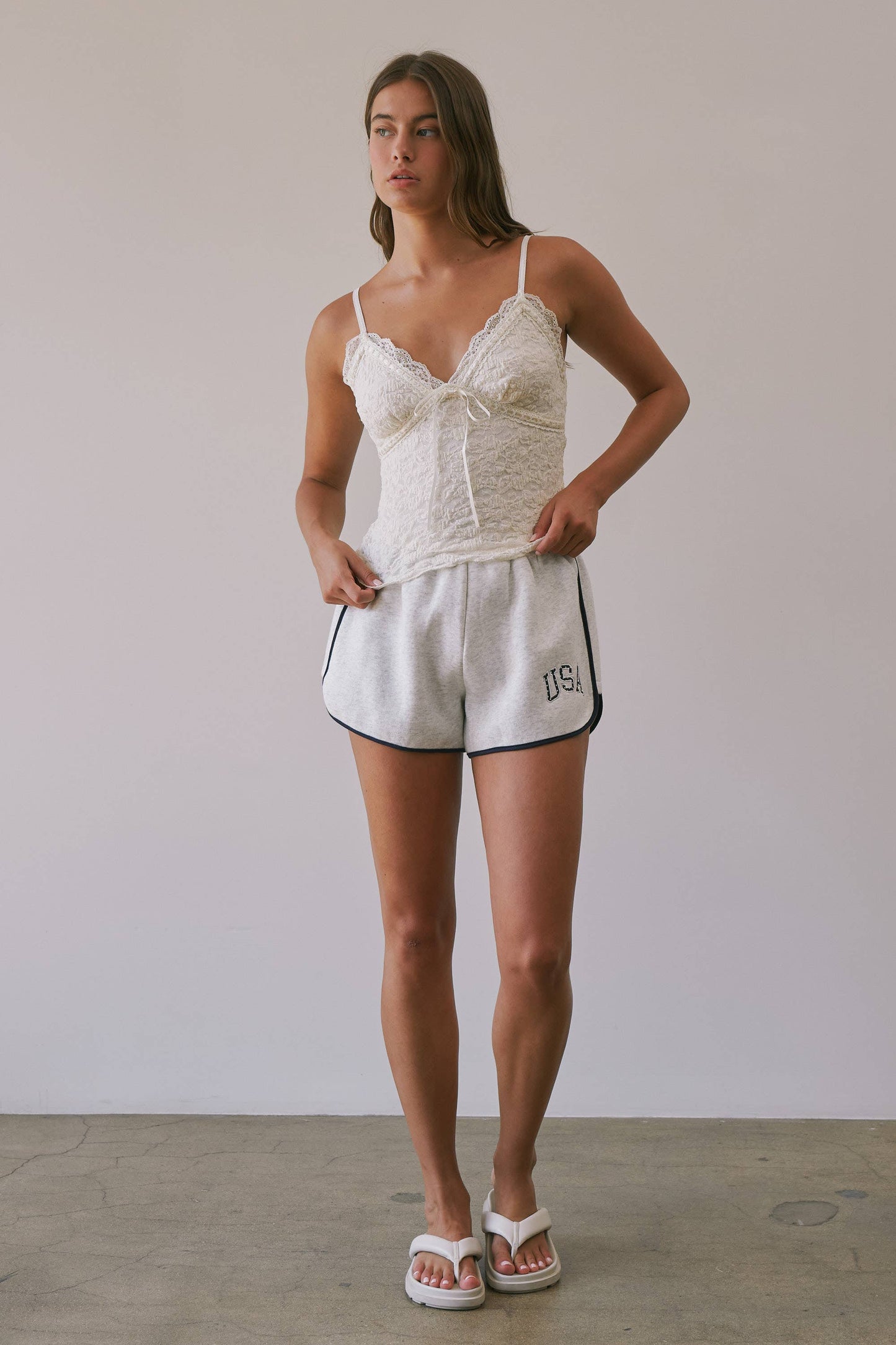 Brielle Textured Rosette Lace Cami Top