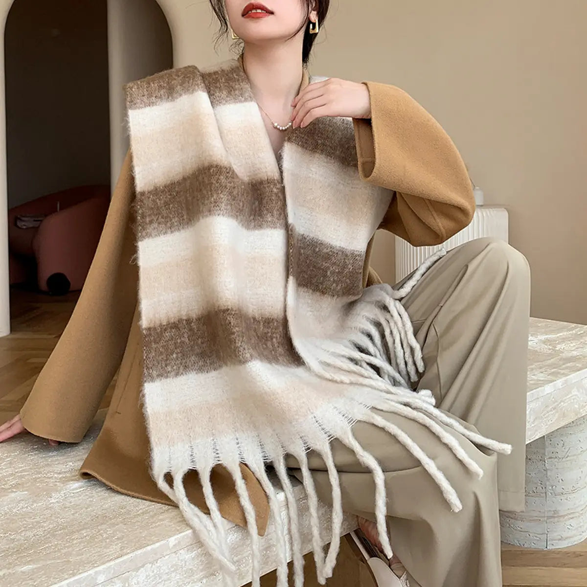 Plush Striped Scarfs