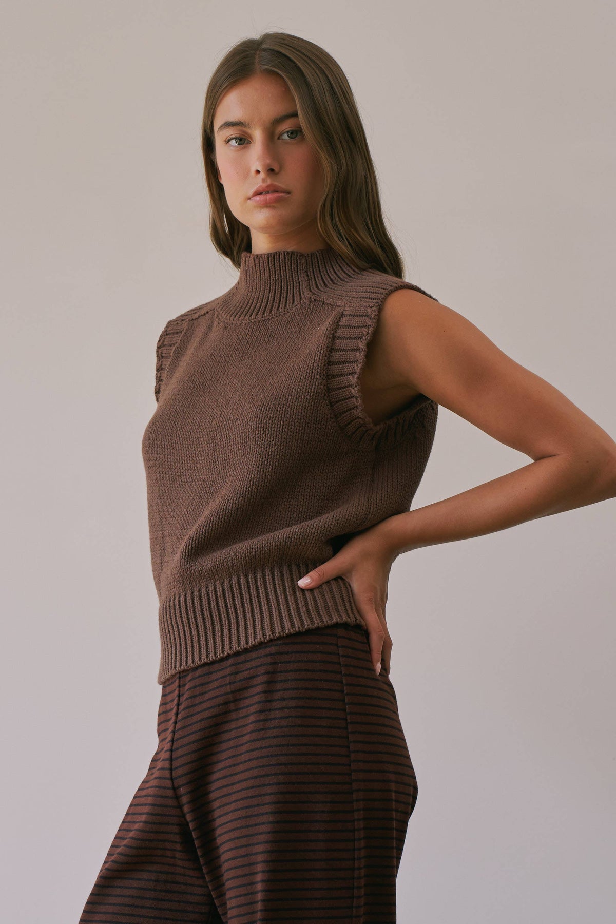 Lexi Ribbed Mock Neck Sweater Vest