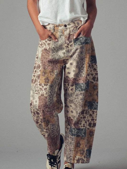 Boho Patchwork Wide Leg Pants
