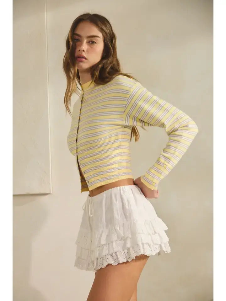 Josephine Striped Snap Button Down Cardigan