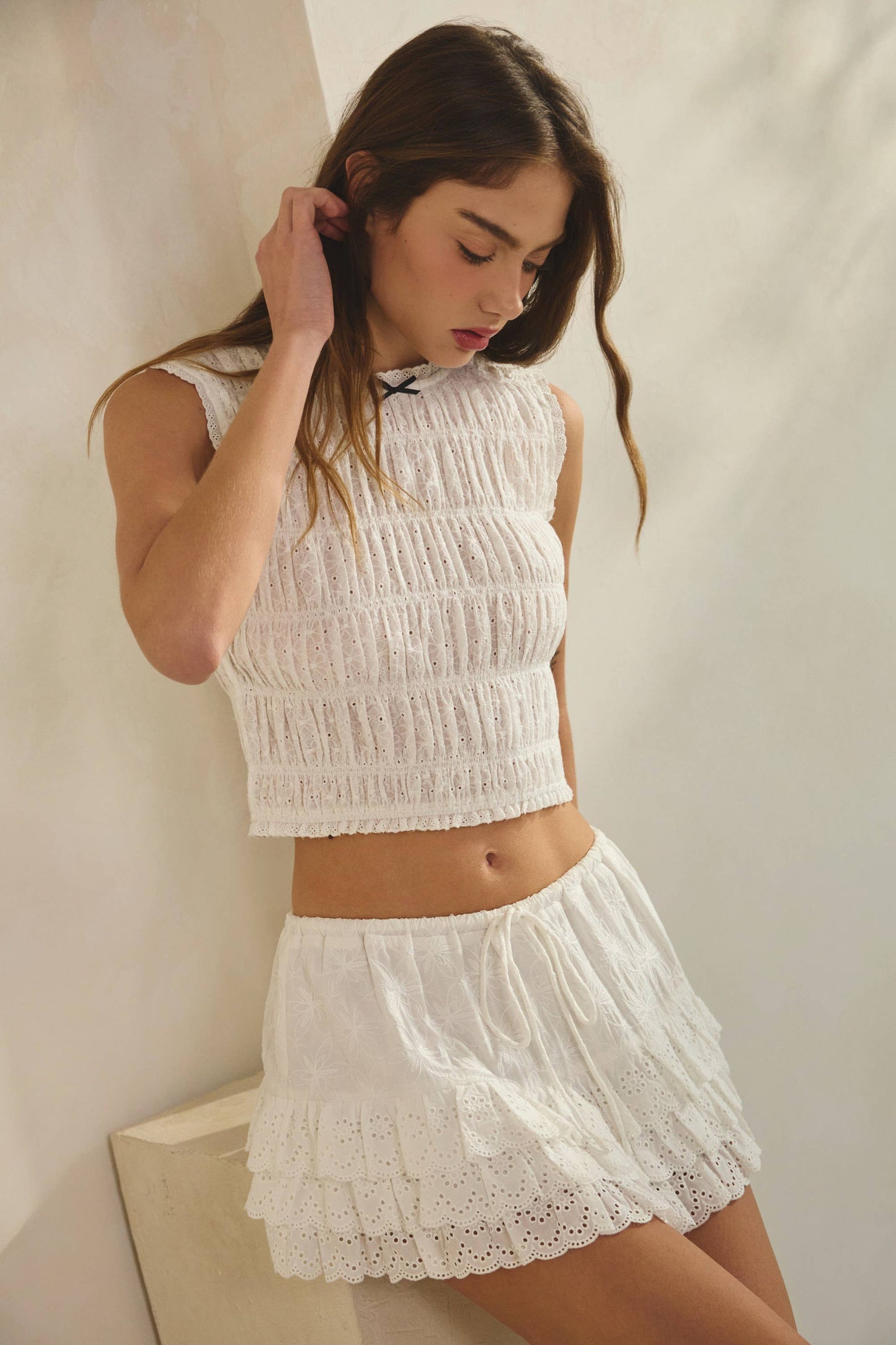 Noah Back Tie Textured Smocking Top