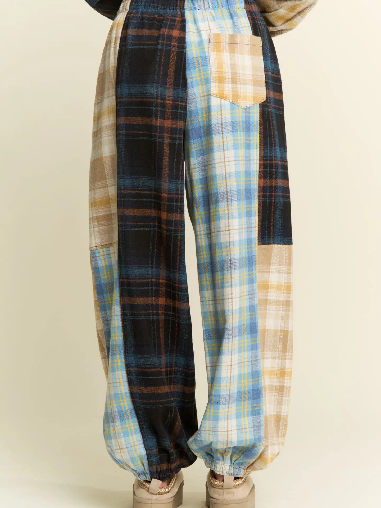 Multi Color Plaid Pattern Joggers