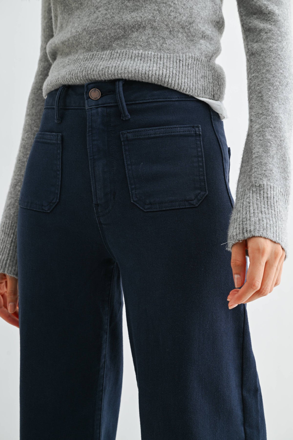 Navy Mini Patch Pocket Wide Leg Denim