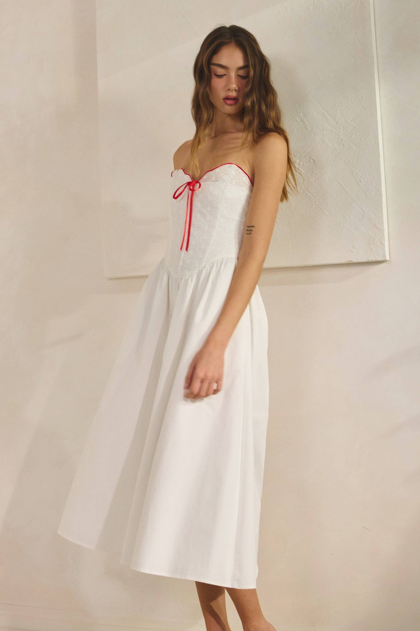 Heart Crochet Corset Midi Dress