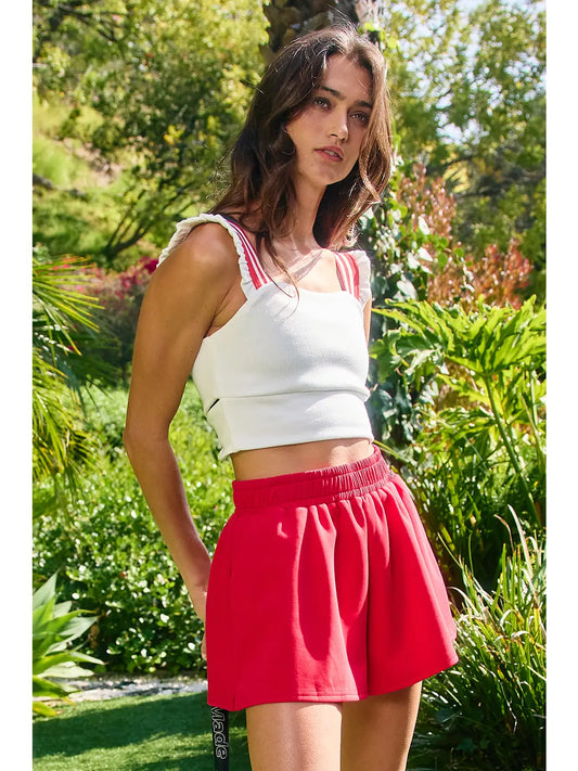 Scuba Elastic Waist Solid Shorts