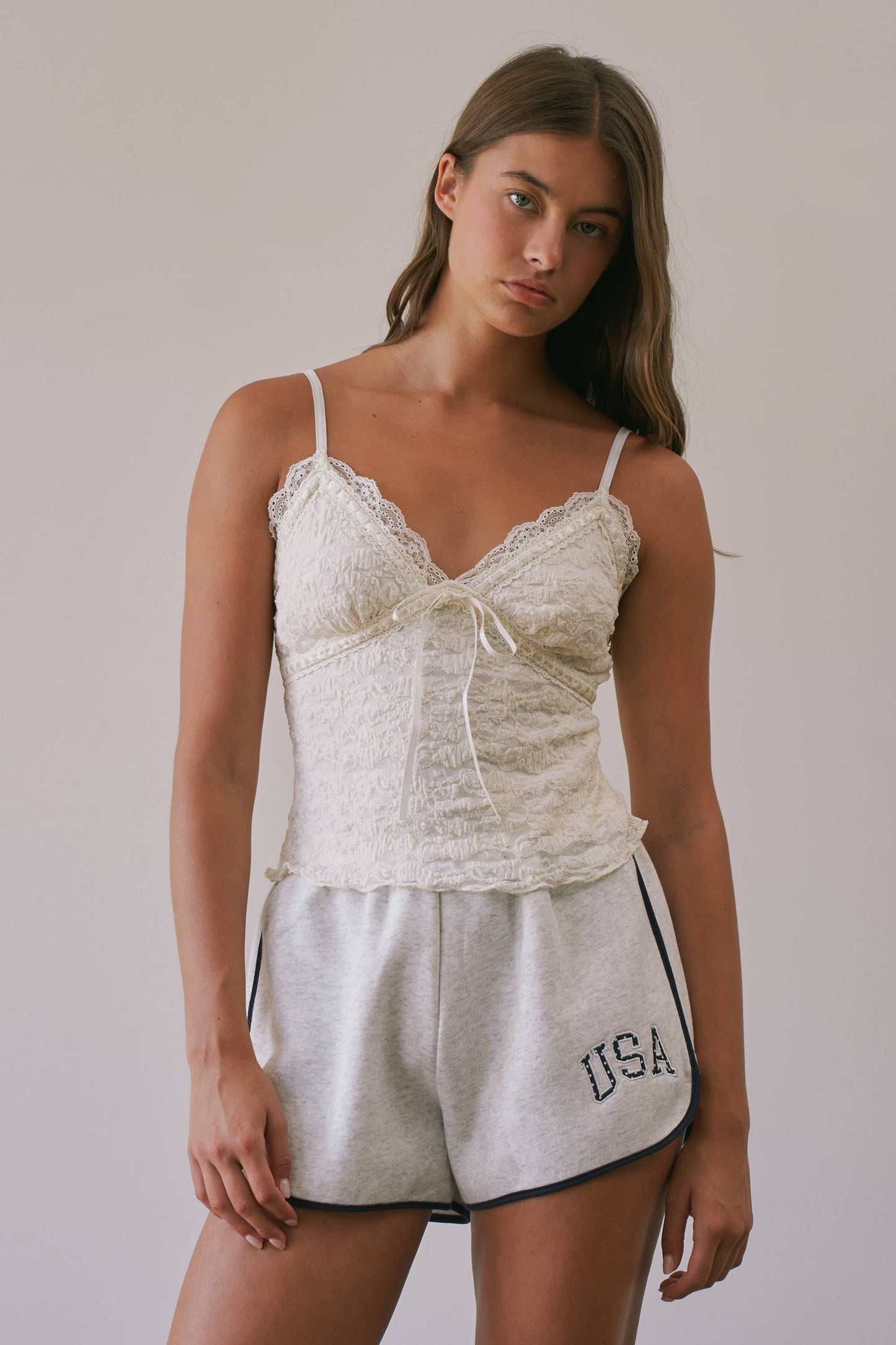 Brielle Textured Rosette Lace Cami Top