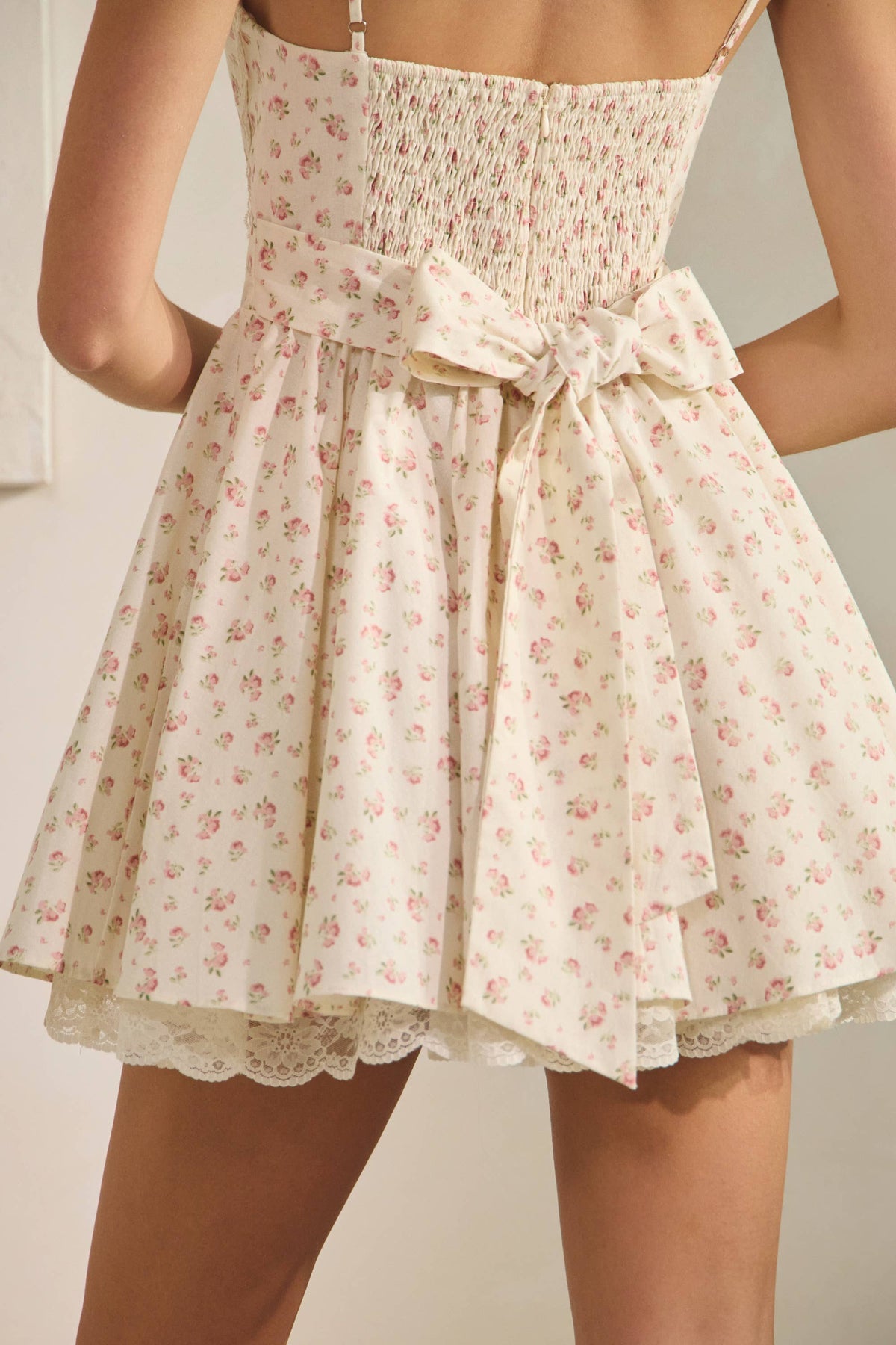 Zimmer Floral Corset Lace Trim Mini Dress