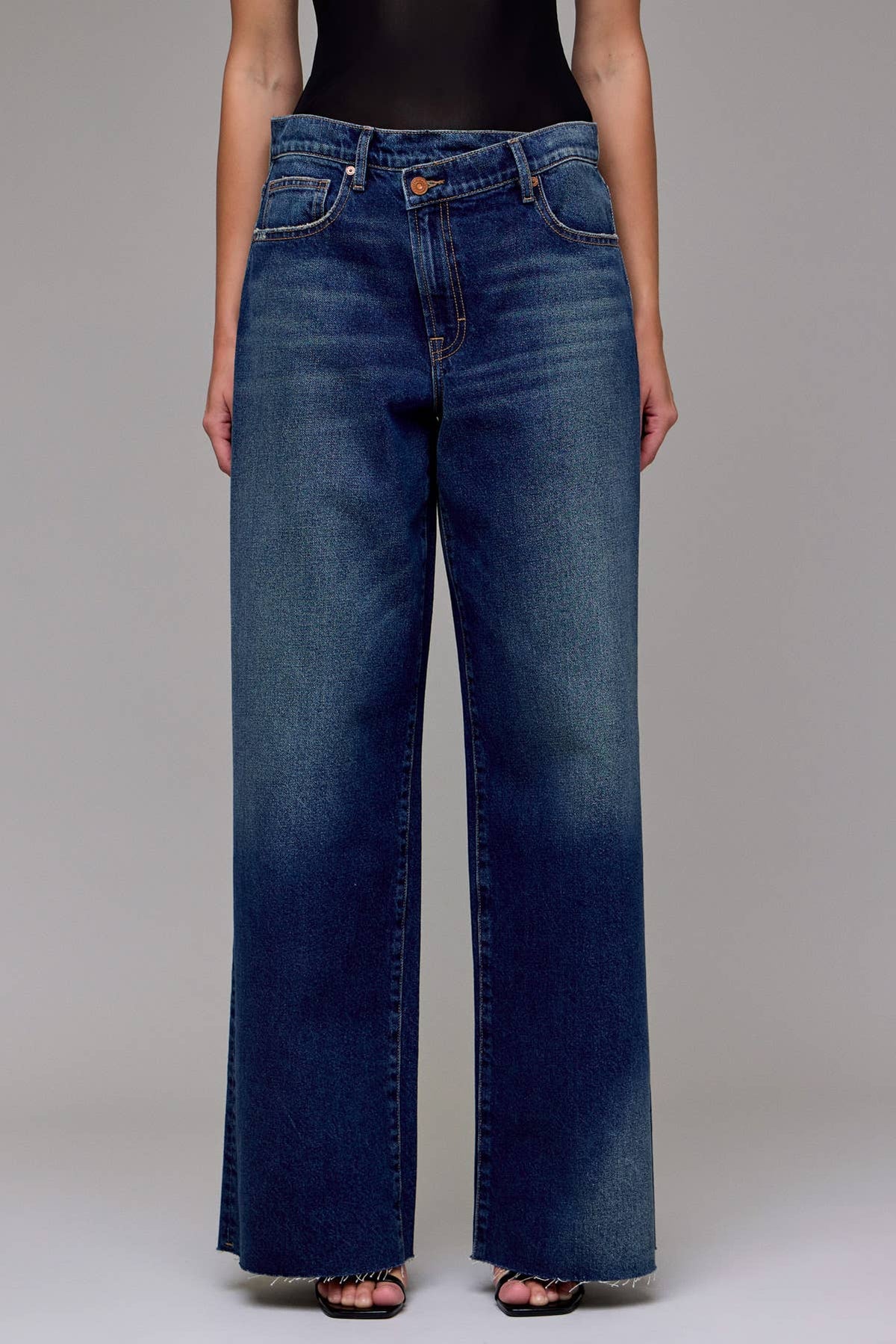 Dark Wash Low Slung Crossover Oversized Baggy