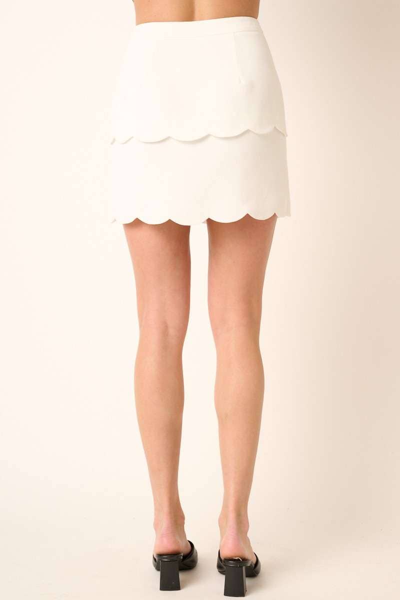 SCALLOP HEM DOUBLE LAYER MINI SKIRT