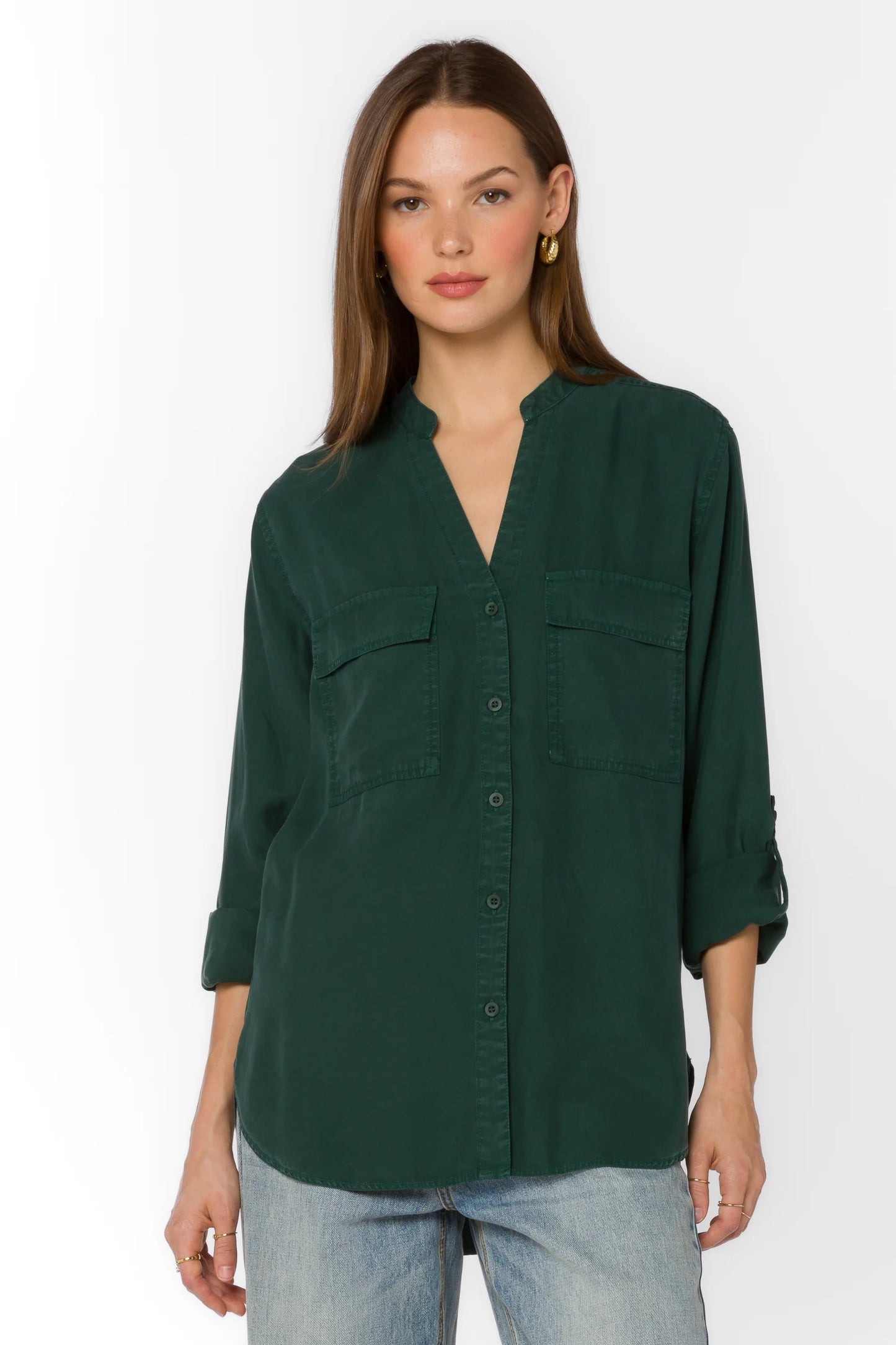 Addlyn Rolled Tab Sleeve Top