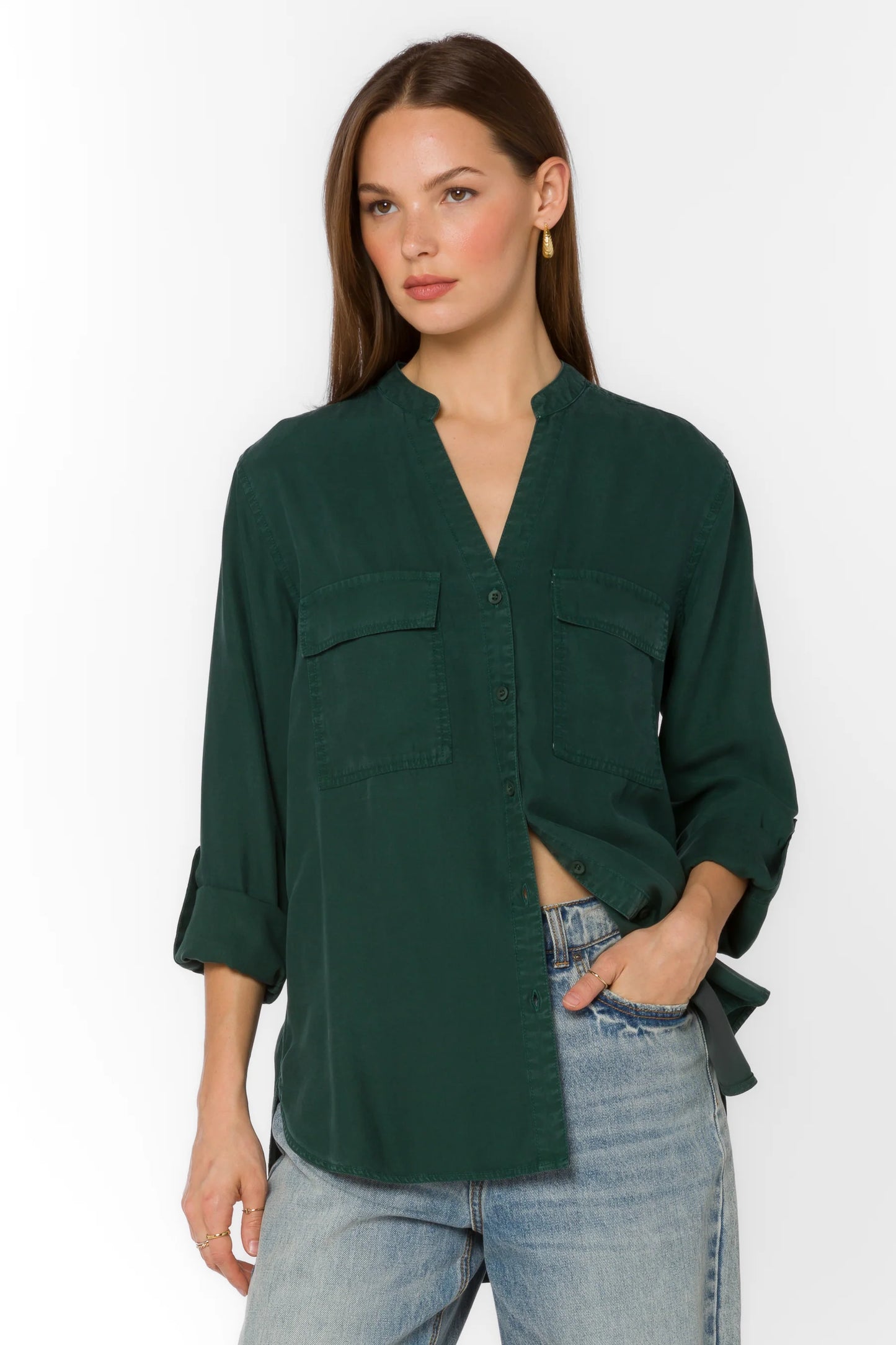 Addlyn Rolled Tab Sleeve Top