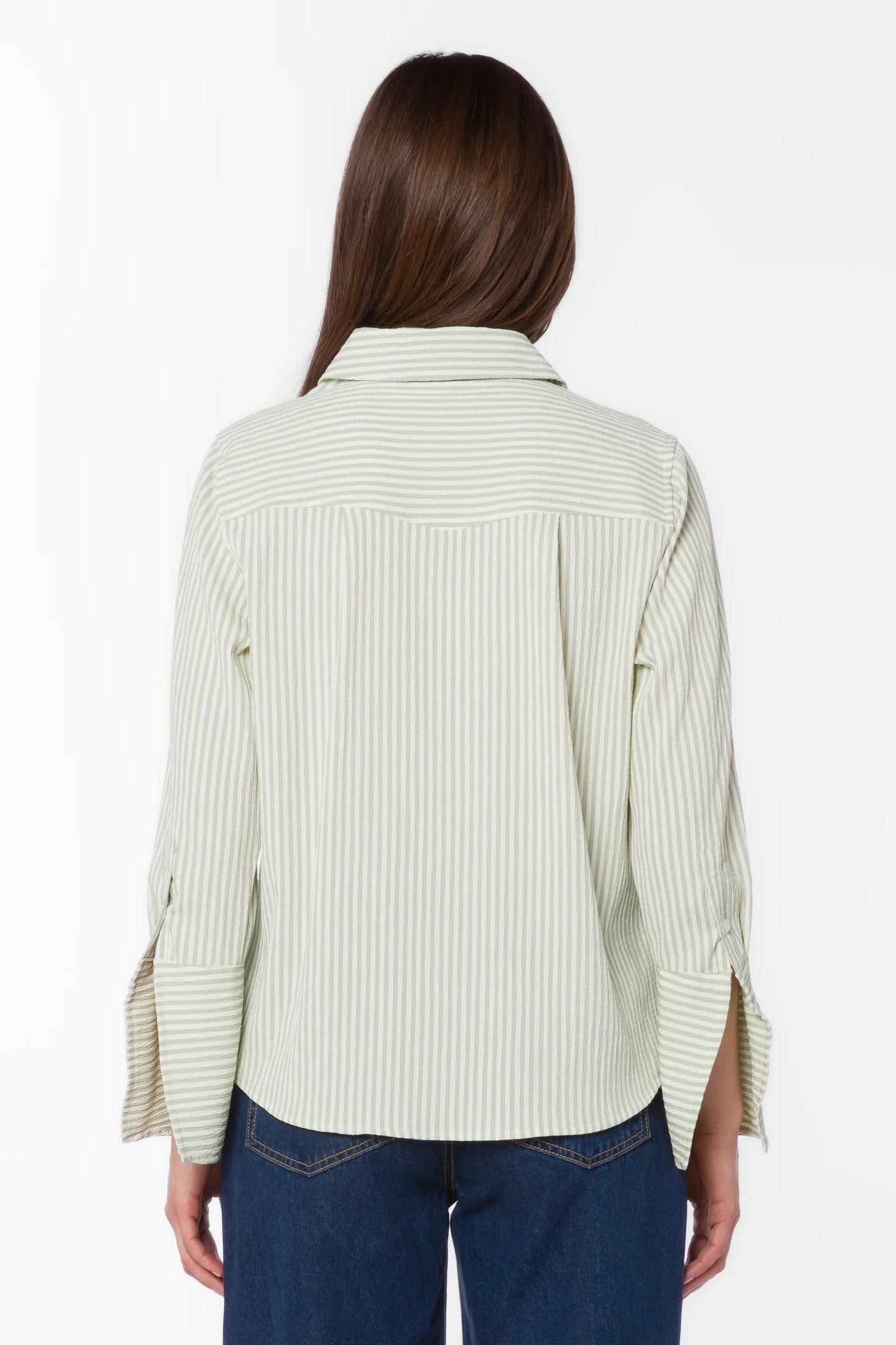 Amaya Sage Stripe Shirt