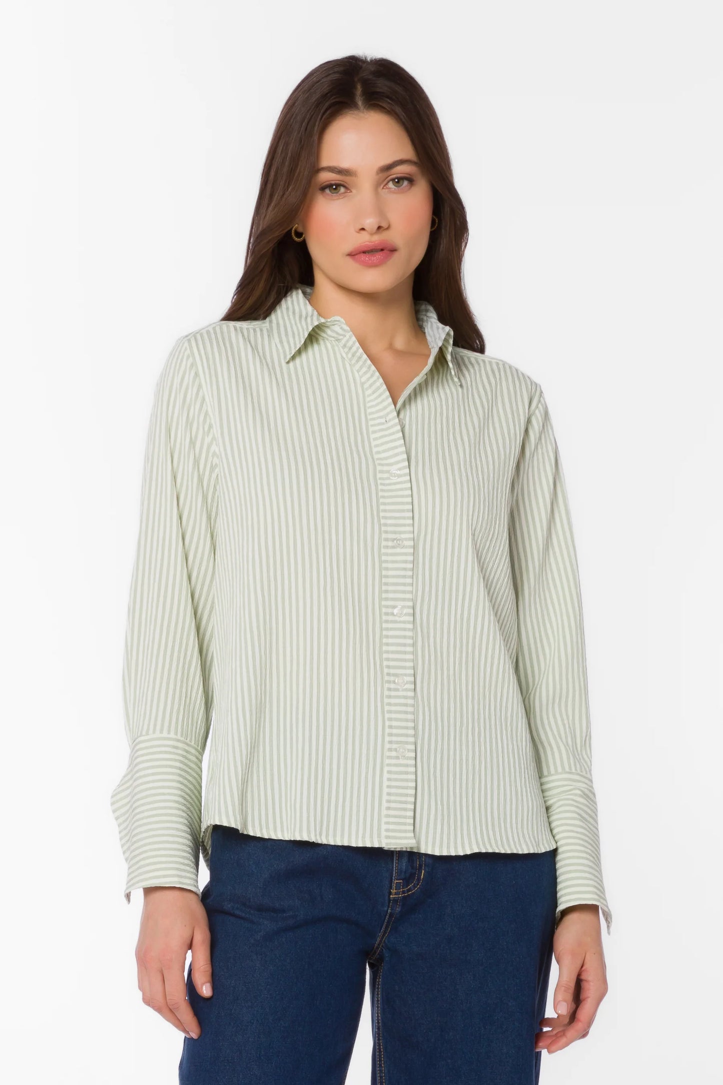 Amaya Sage Stripe Shirt