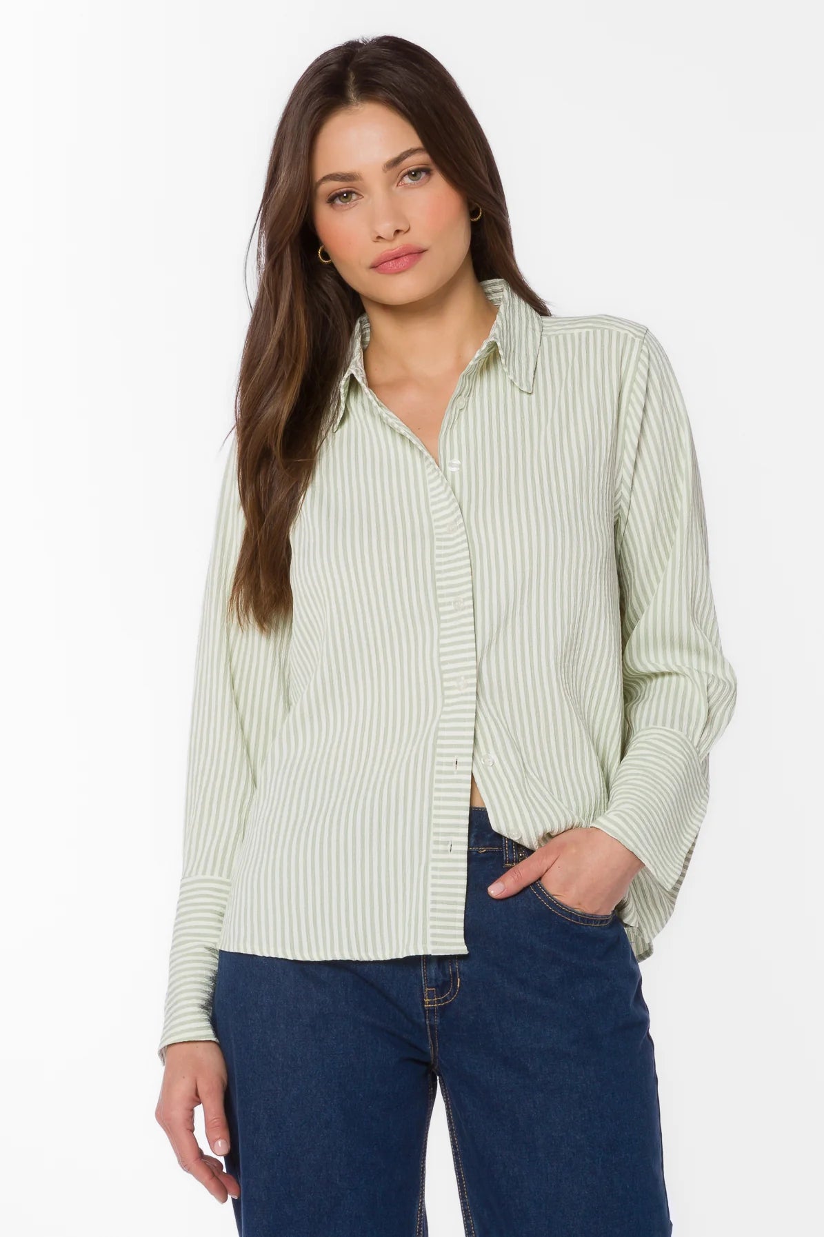 Amaya Sage Stripe Shirt