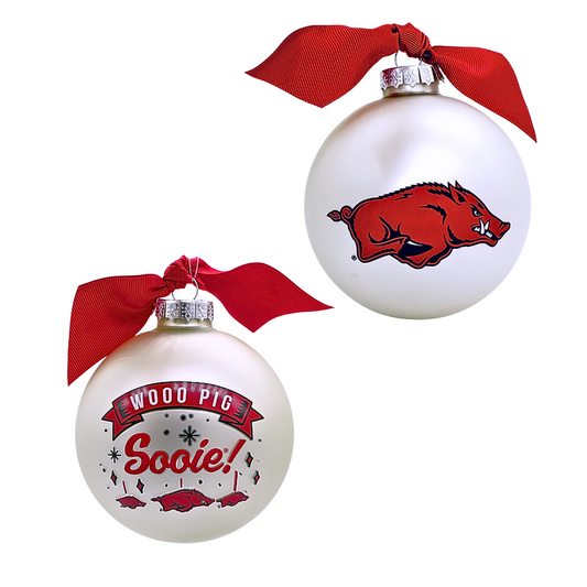 Arkansas Razorbacks Glass Ornament