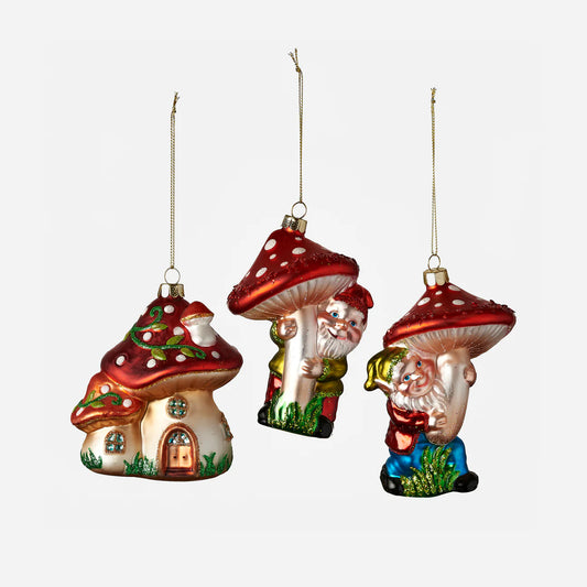 Mushroom Gnome Ornaments