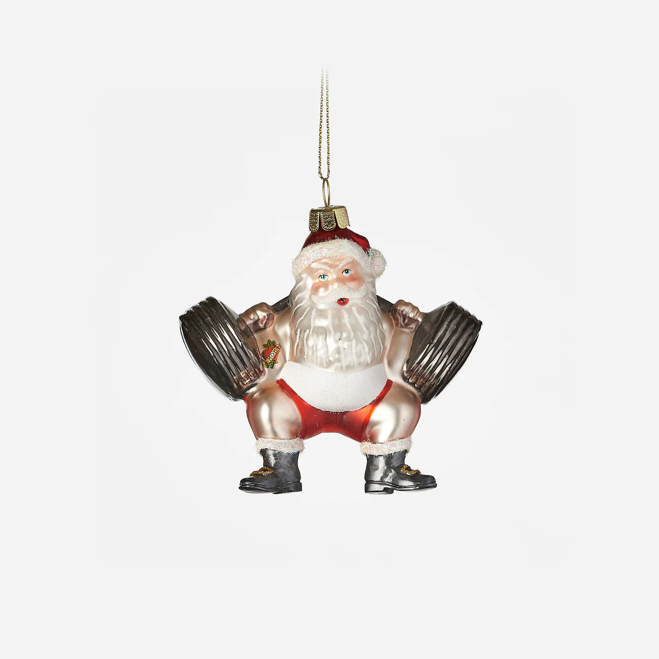 Weightlifter Santa Ornament