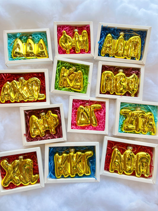 Greek Gold Bubble Letter Sorority Ornament
