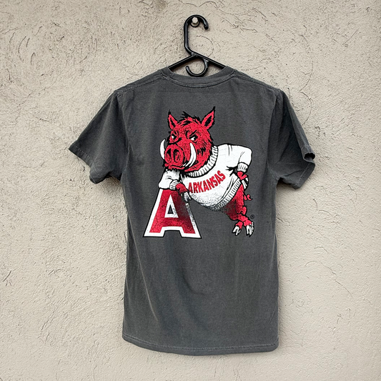 Hog Leaning on "A" Charcoal Tee
