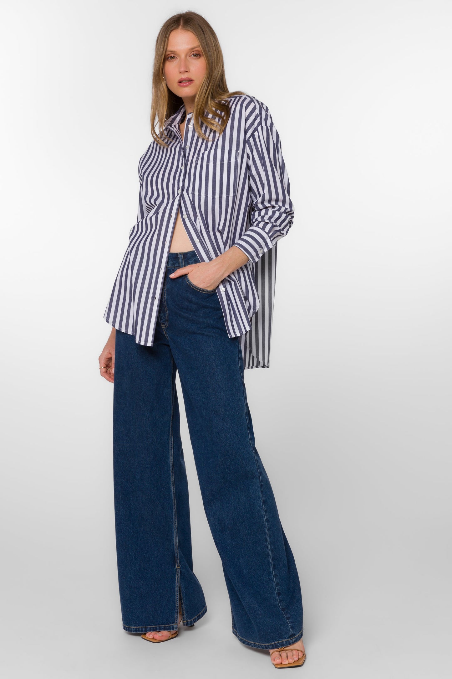 Waylon Midnight Navy Stripe Top