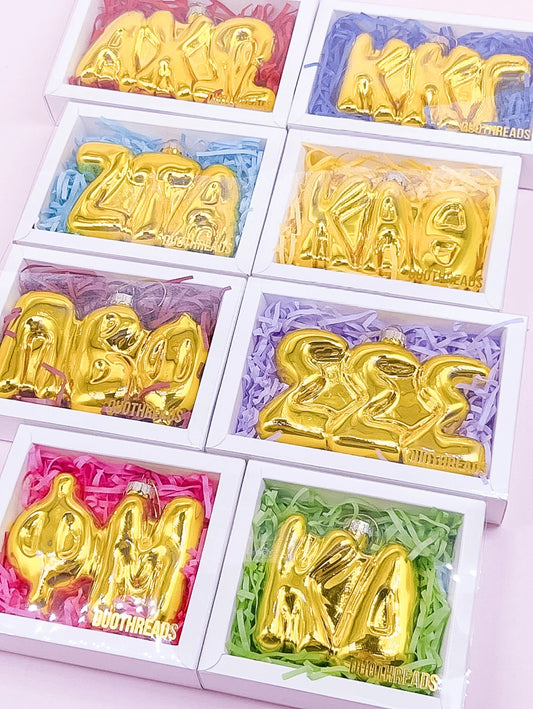 Greek Gold Bubble Letter Sorority Ornament