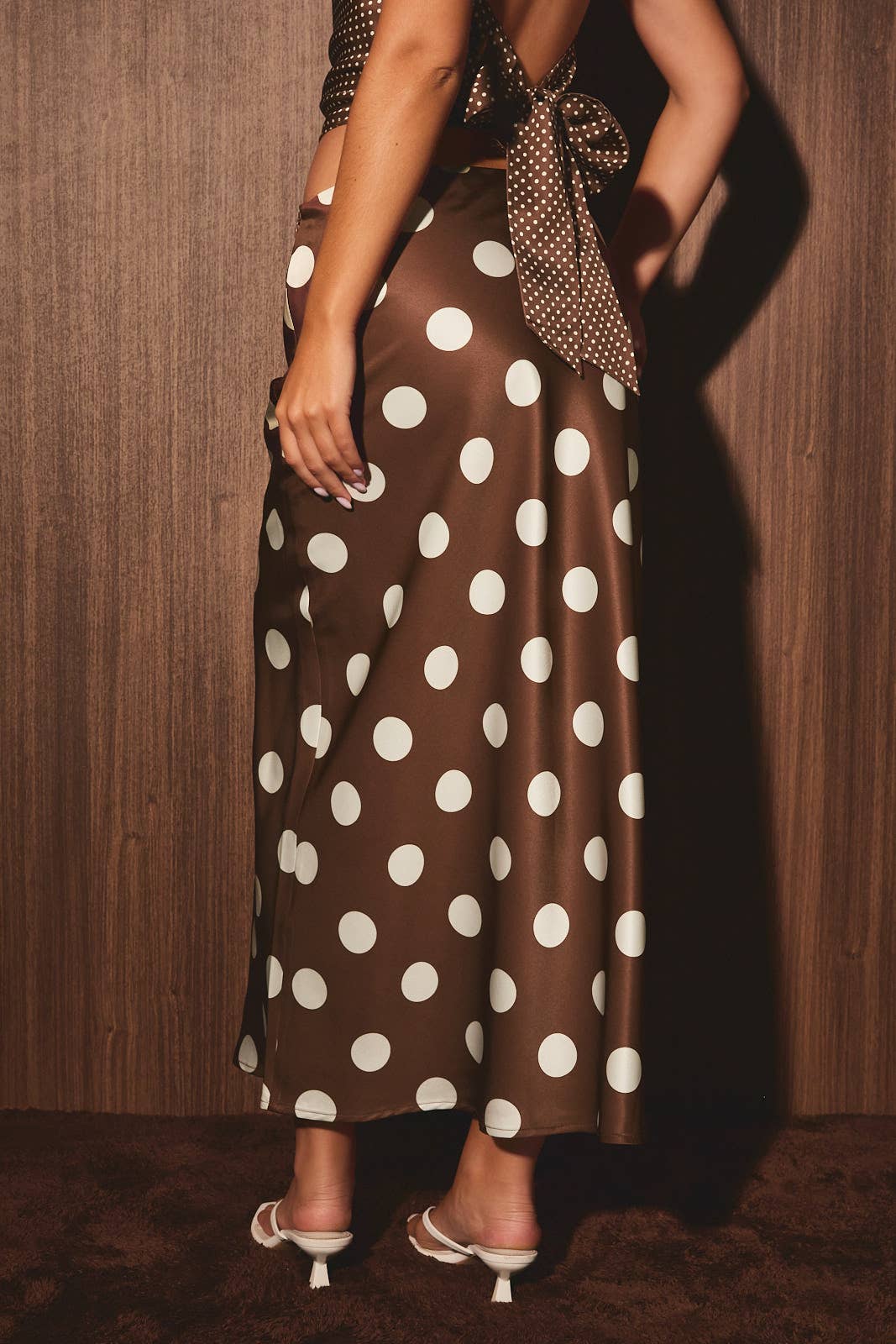 MID WAISTED POLKA DOT BIAS SKIRT