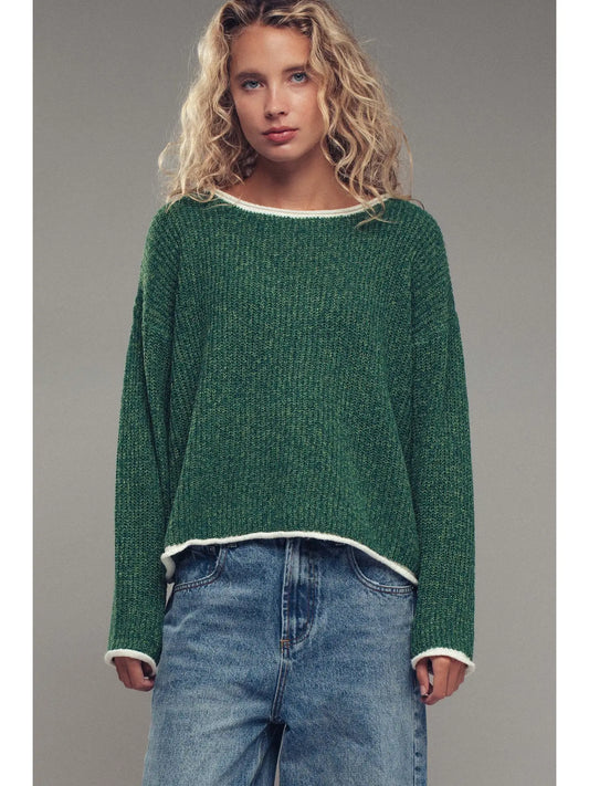Bounded Contrast Trim Knit Sweater
