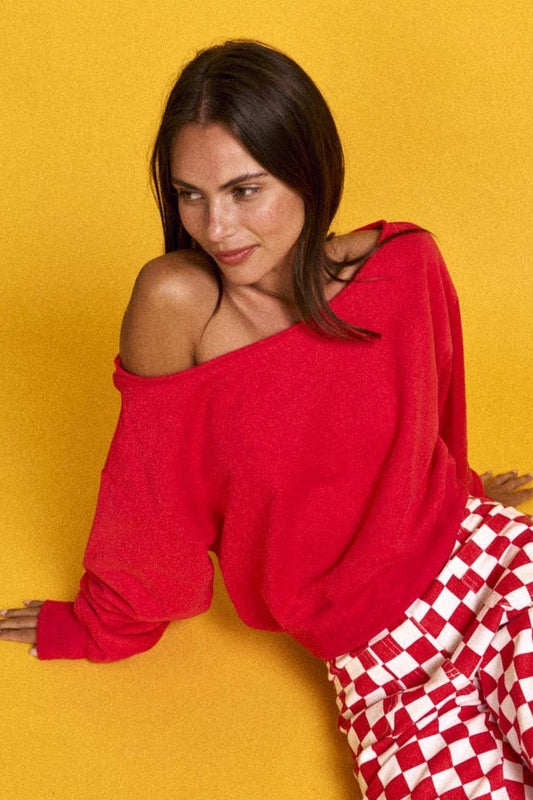 Alina Off-the-Shoulder Cropped Sweatshirt