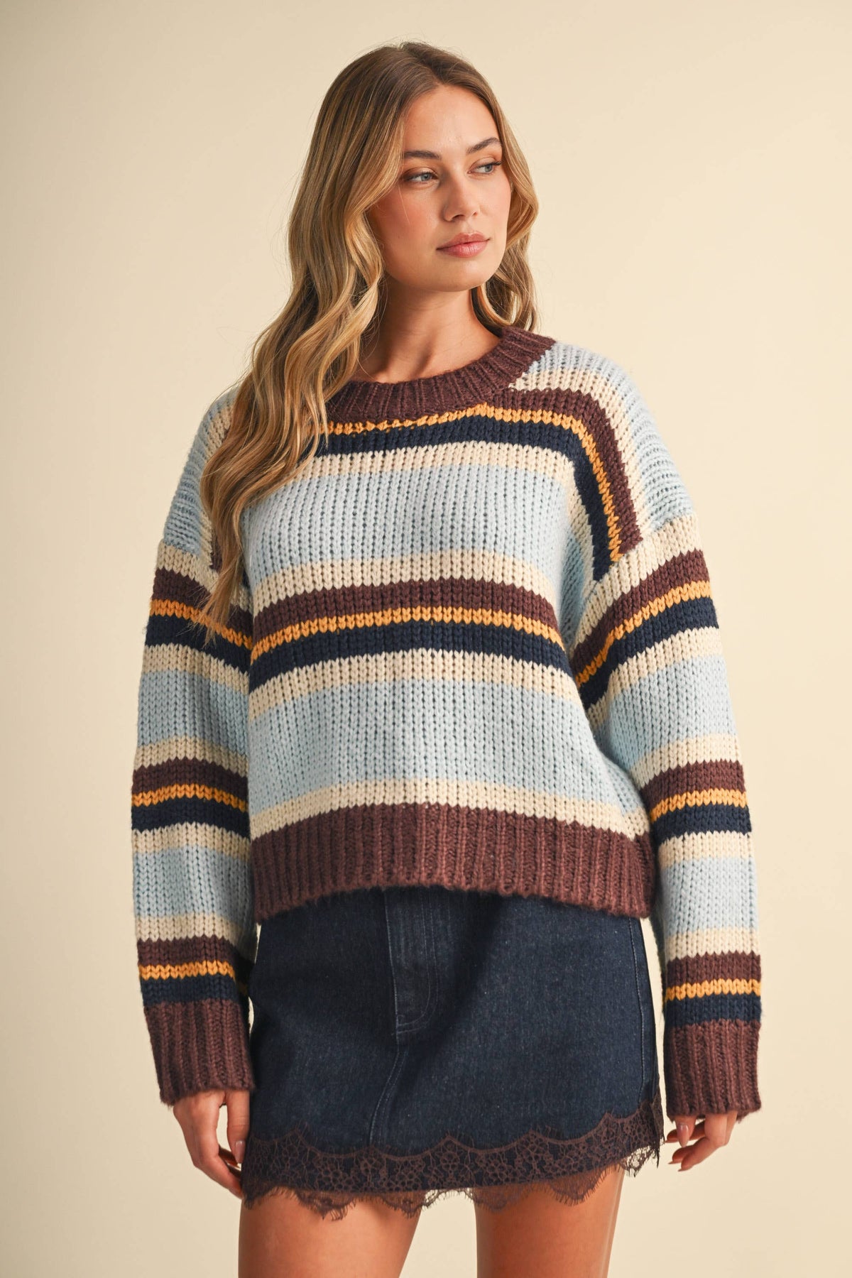 MULTI STRIPED SWEATER TOP