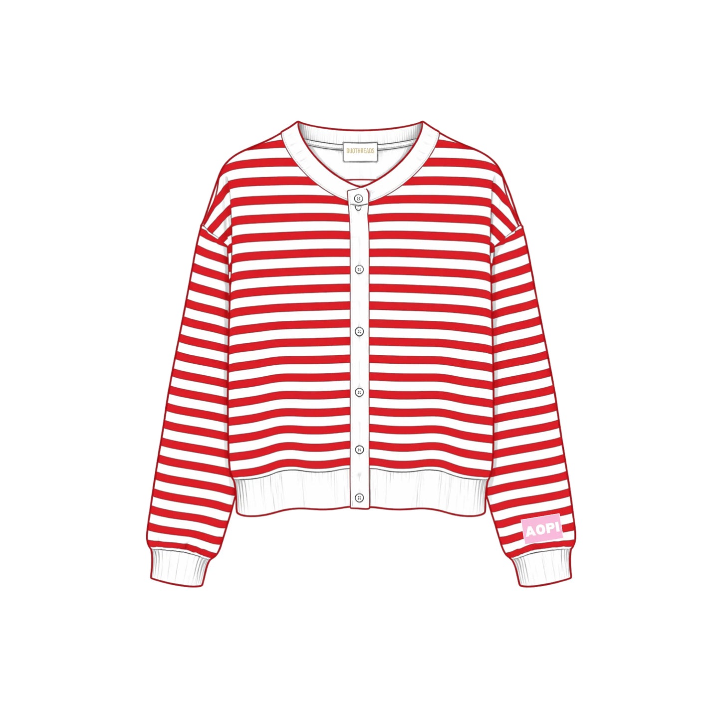 Greek Campus Stripe Oversized Cardigan