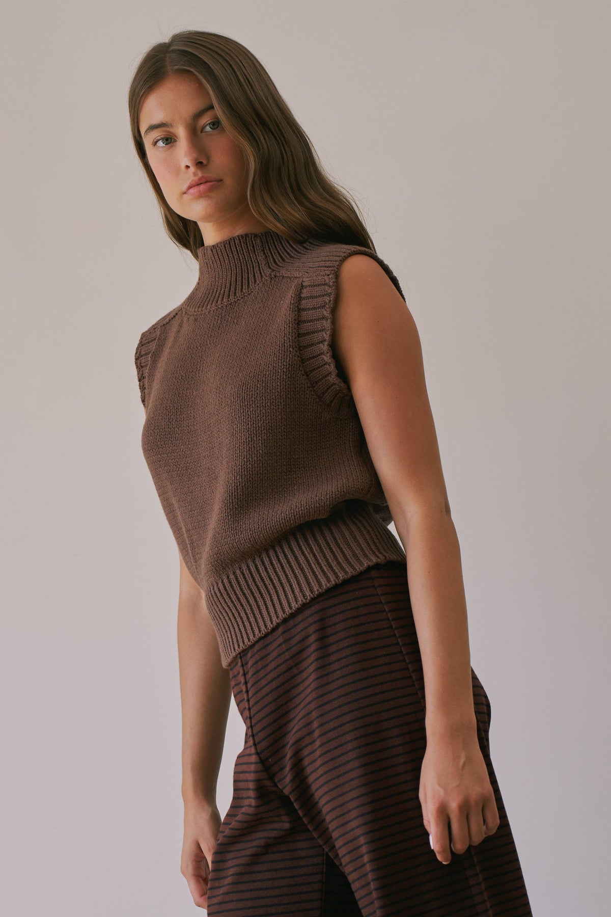 Lexi Ribbed Mock Neck Sweater Vest