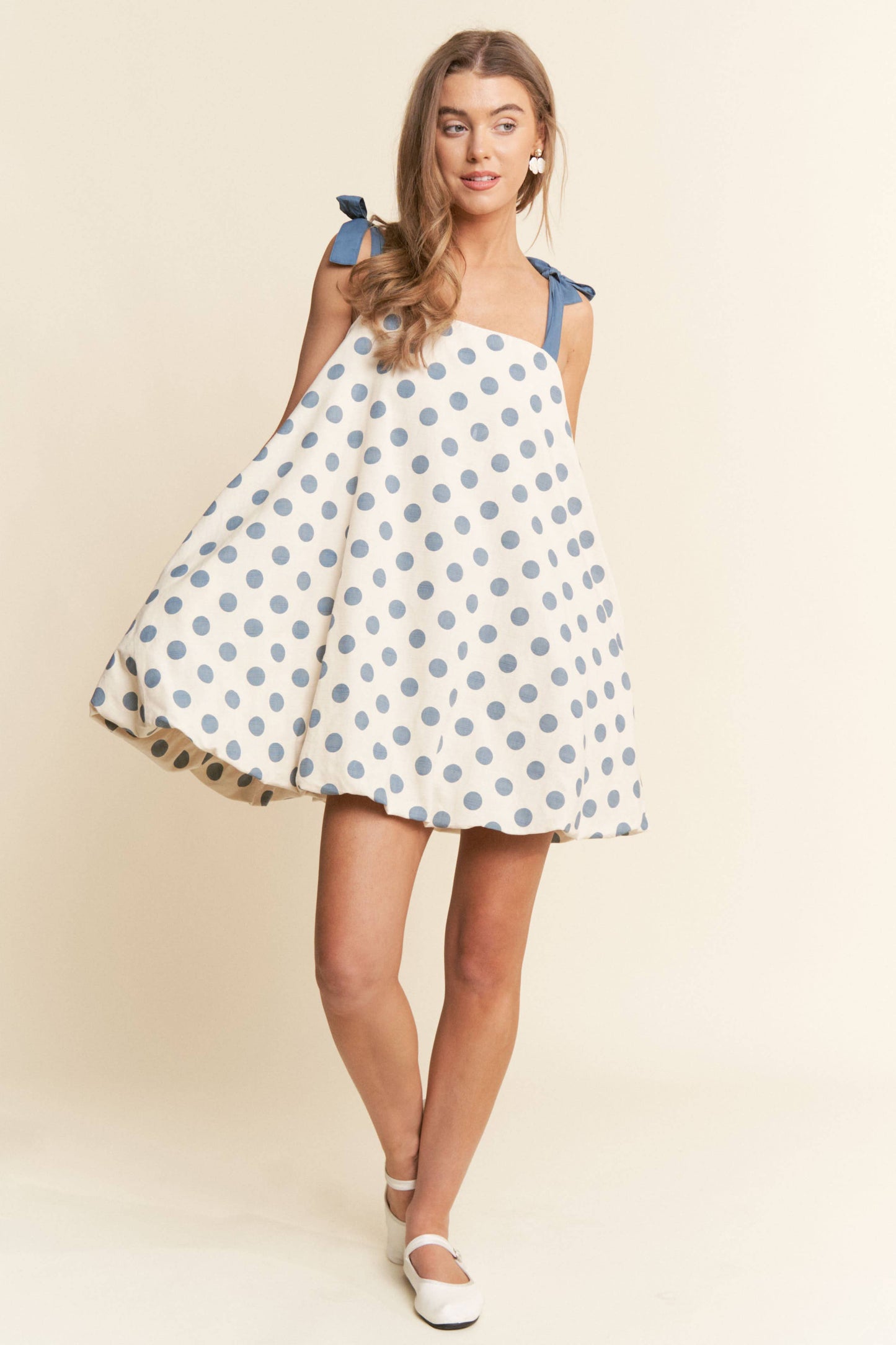 A-line Polka-dot Sleeveless Mini Dress