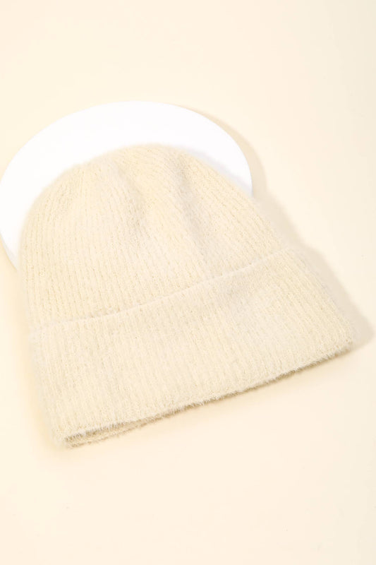 Assorted Color Fuzzy Ribbed Beanie
