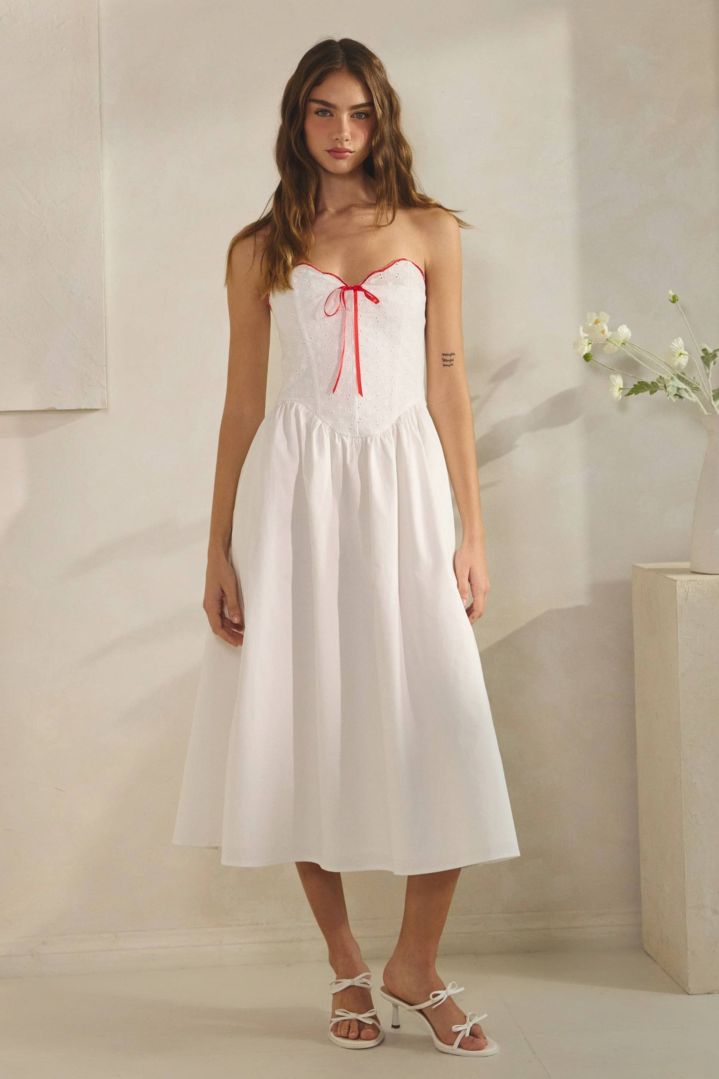 Heart Crochet Corset Midi Dress