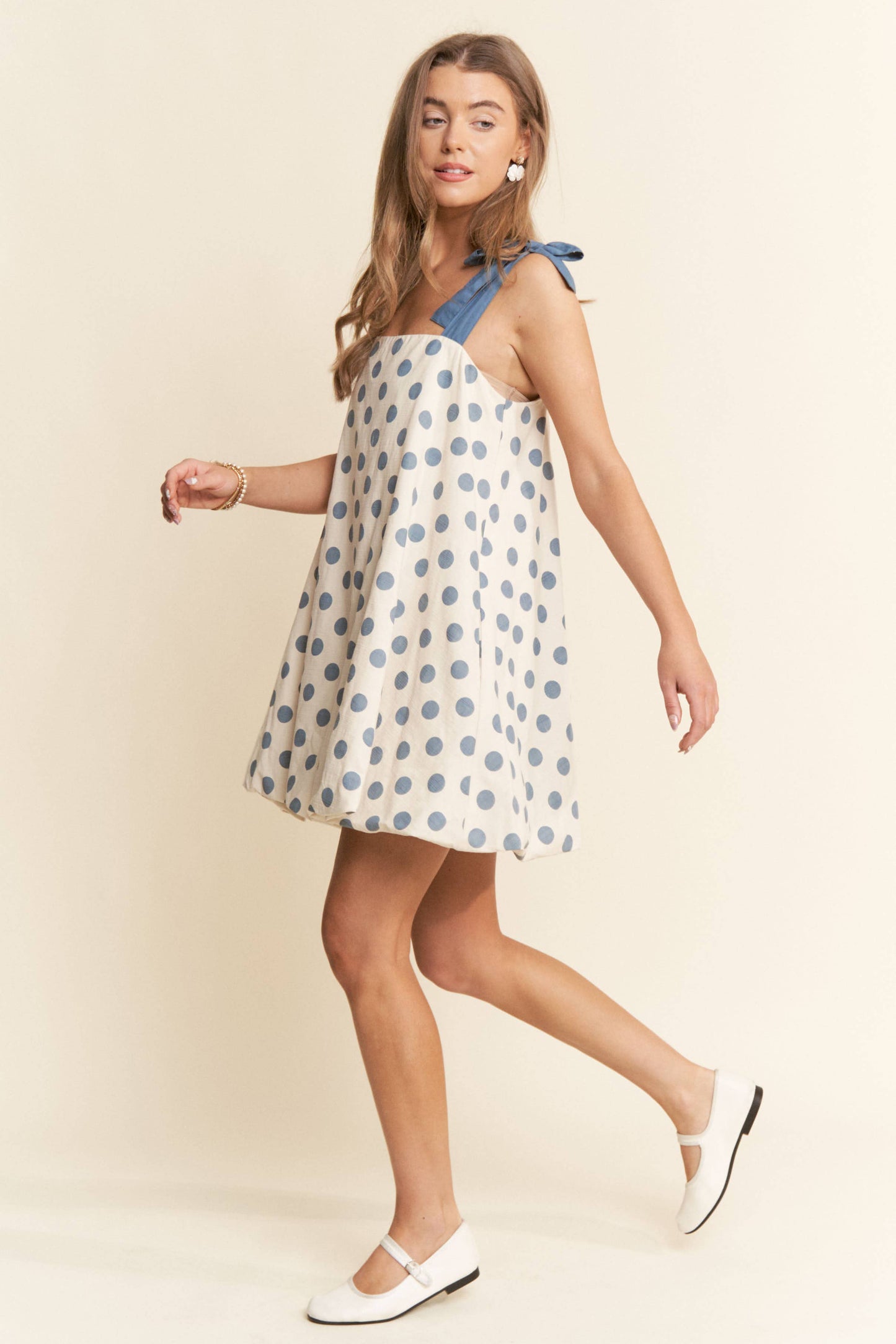 A-line Polka-dot Sleeveless Mini Dress