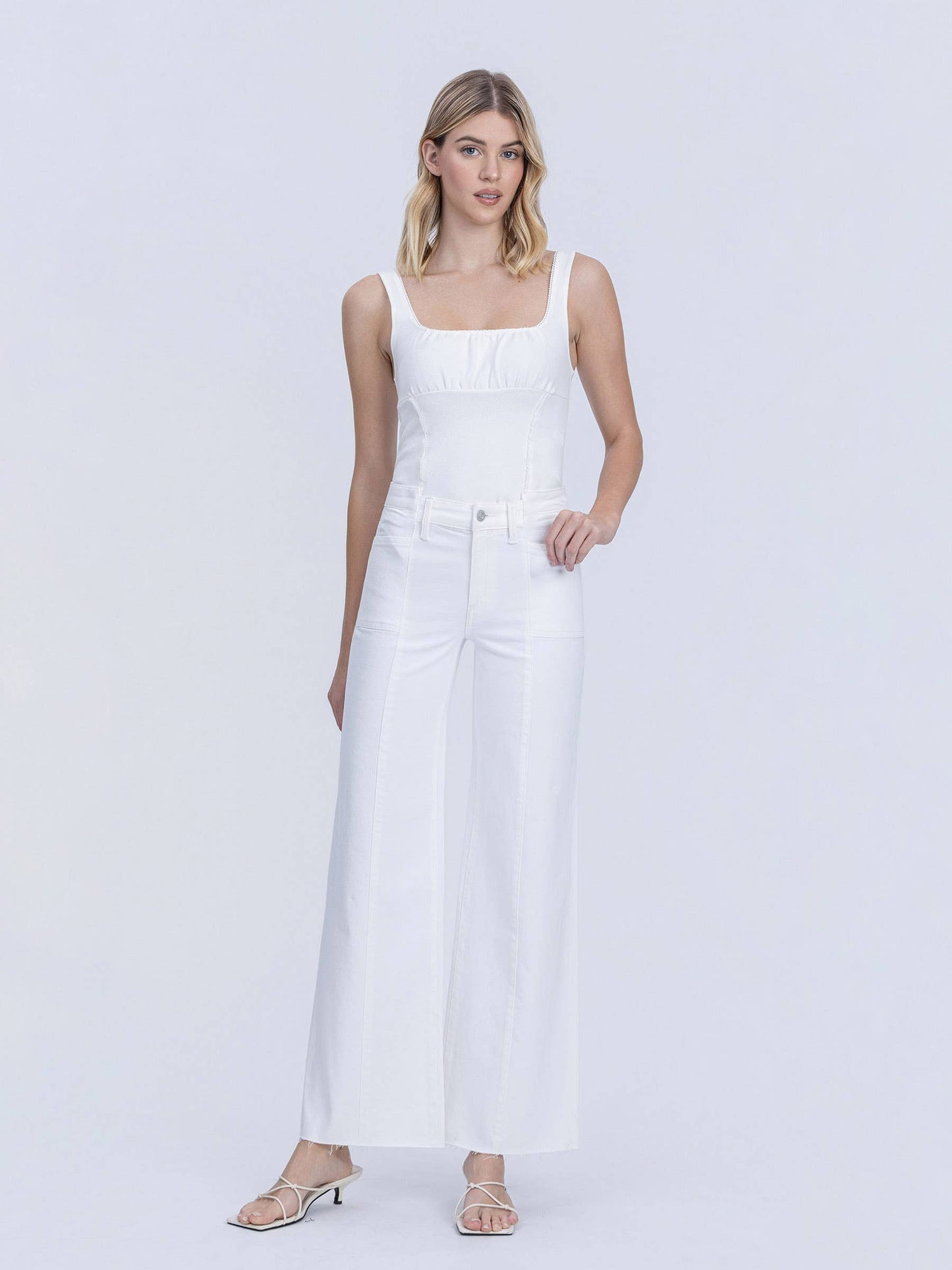 HIGH RISE STACKED WAISTBAND OPTIC WHITE WIDE